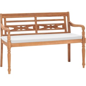 vidaXL Пейка Батавия с възглавници, 120 см, тиково дърво (43057)