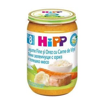 HiPP Био пюре от фини зеленчуци с ориз и телешко месо hipp, 8+ месеца, 220гр