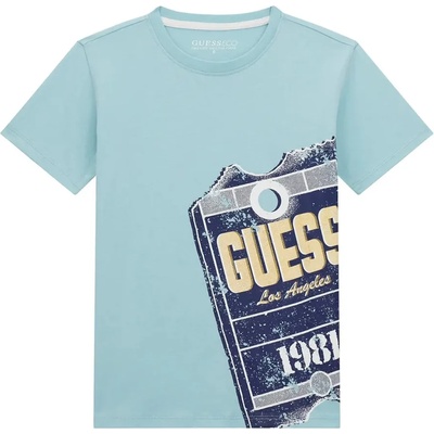 GUESS Тениска в ментов цвят за момче с голяма щампа и надпис Guess