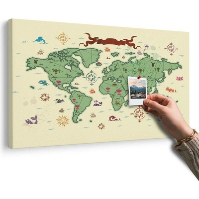 Obraz na korku originální mapa světa - 90x60 smiley