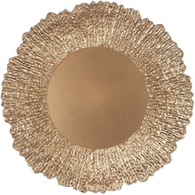 Clayre & Eef Zlatý servírovací tanier s ozdobným okrajom v tvare kvetu 33 x 2 cm