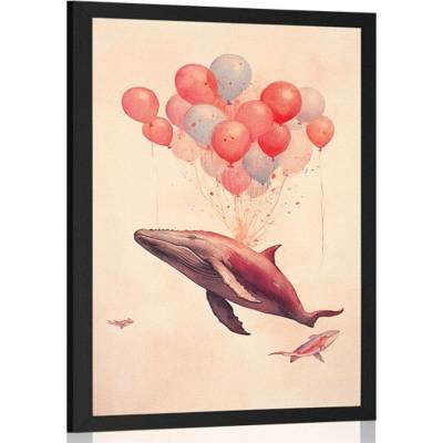 Plakát zasněná velryba s balony - 40x60 no frame