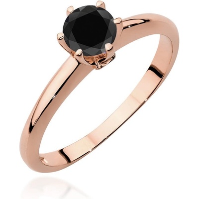 Blink Blink Zásnubný prsteň z ružového zlata s centrálnym Čiernym Diamantom a bočnými diamantami 2326RcDDB
