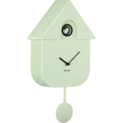 Karlsson Modern Cuckoo стенен часовник с кукувица, пастелно зелен (KA5768LG)