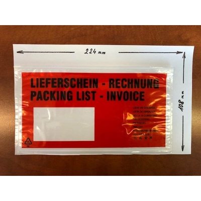 Transportní obálky Velikost: A6L potisk - INVOICE/RECHNUNG - 1 ks