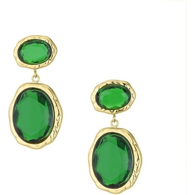 Manoki Ocelové náušnice Meriel zelený krystal chirurgická ocel KA244GZ Zelená