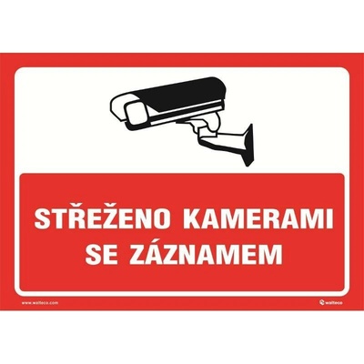 Střeženo kamer.systémem se záznamem, Materiál plast, formát A3, K přišroubování