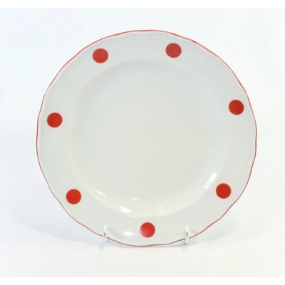 čes.porcelán talíř d24 cm mělký ČERVENÝ PUNTÍK