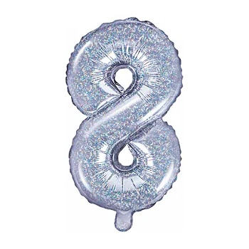 Image 1 of PartyDeco Балон от фолио Mini - число 8 холографичен 35 см