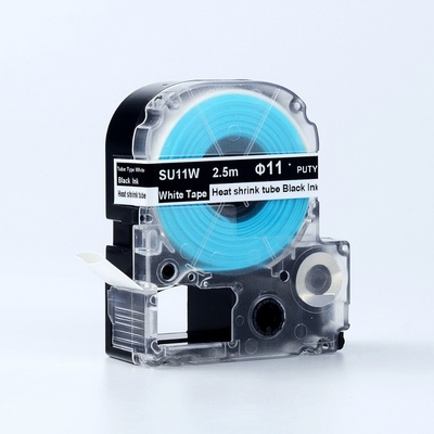 Compatible Epson SU11W, 11mm, 19mm x 2, 5m, черен печат / бял фон, свиваема лента, съвместима (SU11W)