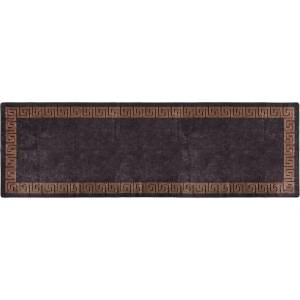  Килим, миещ се, черно и златисто, 80x300 см, противоплъзгащ