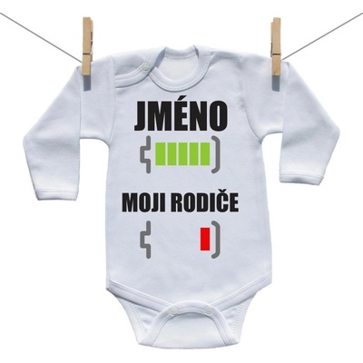 Boodyy Body s dlouhým rukávem Baterie nabitá vybitá rodiče se jménem