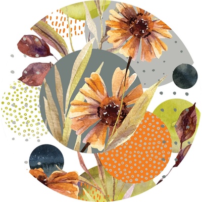 AG Design CR3319 Samolepicí vliesová fototapeta Flowers and Shapes rozměry 140 x 140 cm