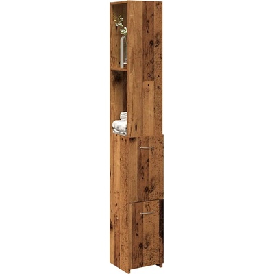 vidaXL Шкаф за баня от старо дърво 25x25x170 cm Инженерна дървесина (856652)