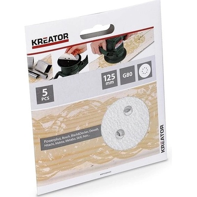 KREATOR 5 ks brusných papírů pro excentrické brusky 125 mm na barvu G80 KRT230555 KRT230555