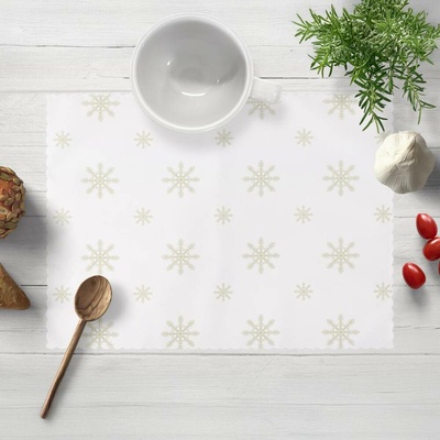 Biante Teflonové prostírání TF-102 Vánoční béžové vločky na bílém 35x45cm