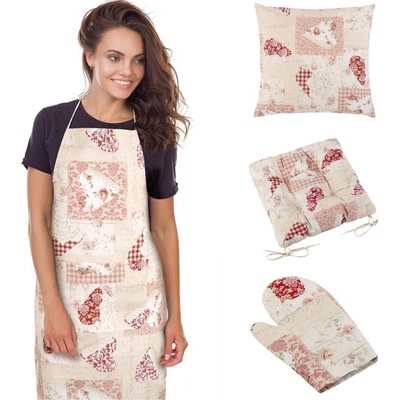 Bellatex Kuchyňská chňapka EMA 511, PATCHWORK SRDCE RŮŽOVÉ, 28x18cm
