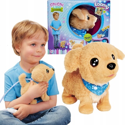 Simba Chi Chi Love Interaktivní zlatý retrívr Loomy Dog s dálkovým ovládáním Zvuk Svítící vodítko 18 cm 3+