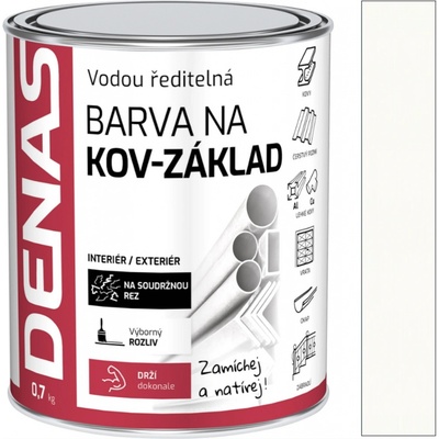 DENAS NA KOV-ZÁKLAD antikorozní barva na kov, 0100 bílá, 700 g