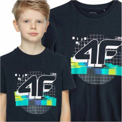 4F detské tričko čierne farebný dizajn