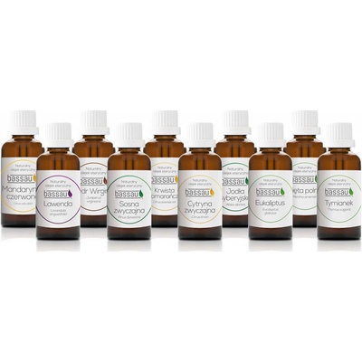 Bassau Vonné esenciální éterické oleje 100 % přírodní Sada Classic 10 x 15 ml