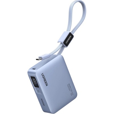 UGREEN PB584 аварийно зарядно устройство с Type-C конектор, 10000 mAh, LED дисплей + вграден Type-C кабел, СВЕТЛОСИВ (75173B)