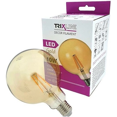 Trixline 04111422 Žárovka Filament LED E27 10W G125 bílá teplá P499 Gold