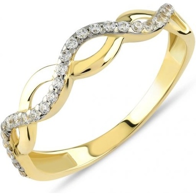 Lillian Vassago Zlatý prsteň so zirkónmi vlnovka LLV85 GR017