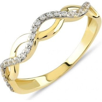 Lillian Vassago Zlatý prsteň so zirkónmi vlnovka LLV85 GR017
