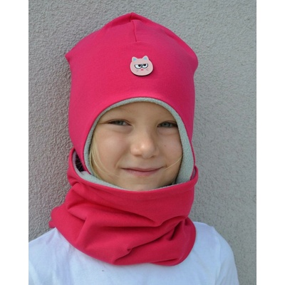 Elastický tunel zateplený Růžový/šedý fleece