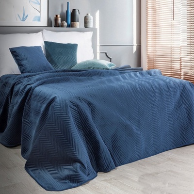 DomTextilu přehoz na postel Obojstranný prešívaný v tmavo modrej farbe 27501-209358 200 x 220 cm