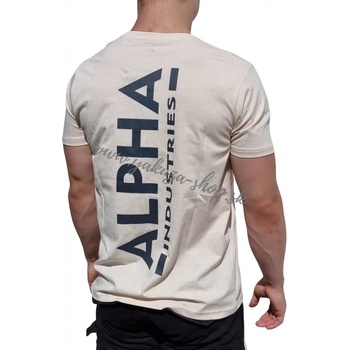 Alpha Industries Backprint T tričko pánske jet stream white béžová
