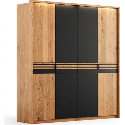 Nábytek z lesa Ravello 4D černým sklem 206 x 219 x 58 cm dub
