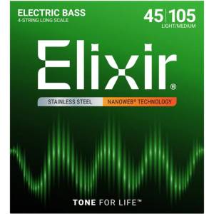 Elixir 14677 NANOWEB Medium Long Scale, Струни за 4 струнна бас китара 45-105 (14677)