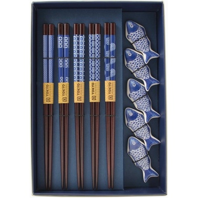 Tokyo design Set hůlek s podložkami ryba