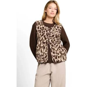Tom Tailor Елек Tom tailor 1053424 vest - Brown (Beige Java Brown Leo Print)
