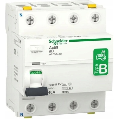 Schneider proudový chránič 4P 40A 0,03A typ B-EV 40A A9Z51440
