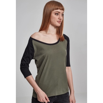 Urban Classics Дамска блуза Urban Classics olive/black с 3/4 ръкавиUB-TB733-00868 - Маслина, размер 5XL