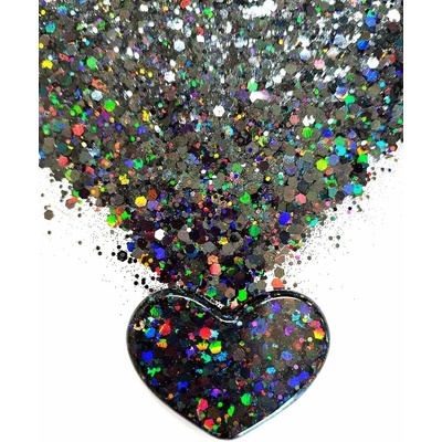 Holografické glitrové třpytky do pryskyřice 10 g černé