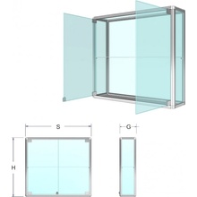 Expoint závěsná prosklená vitrína na zboží 60 x 70 x 25 cm, +1 police 6mm