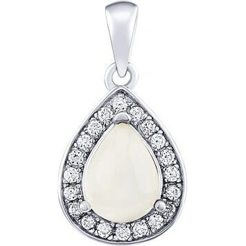 SILVEGO Strieborný prívesok BRISA s Mesačným kameňom a čírymi Brilliance Zirconia JJJ1141PMS