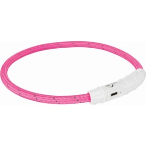 TRIXIE Светещ USB нашийник - за кучета, розов, 35 см