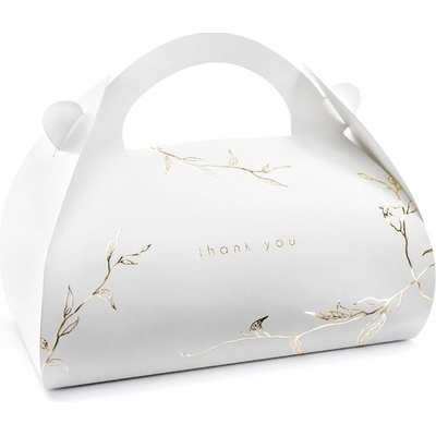 Svatba-eshop 10 ks krabičky na svatební výslužku malá oblá se zlatými větvičkami – Zbozi.Blesk.cz