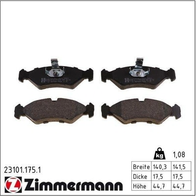 Sada brzdových destiček, kotoučová brzda ZIMMERMANN 23101.175.1