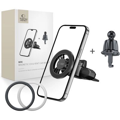 Tech-Protect Магнитна стойка за автомобил с MagSafe CD и Vent Car от Thech-Protect N56 - Mount Black (5906302360956)