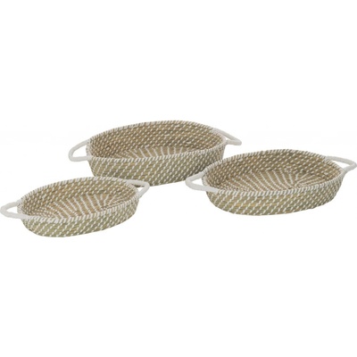 Sada 3ks přírodní oválný košík z mořské trávy s uchy Witte - 59*34*11cm - J-Line by Jolipa