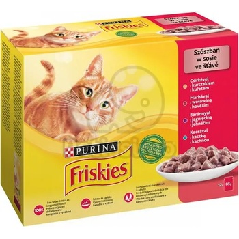 Friskies мокра котешка храна в сос с пилешко, говеждо, агнешко и патешко месо 4 x