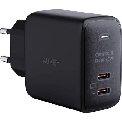 AUKEY Адаптер Aukey PA-B4T, 2x USB-C, 45W, черен (PA-B4T)