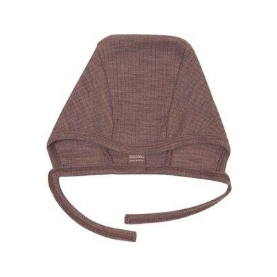 Dětská zavazovací merino čepice s provázkem pro miminko Smallstuff hnědá rose brown