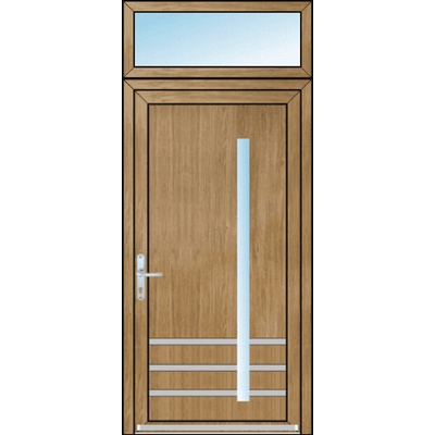 OknaDvereNaMiru.cz Vchodové dveře INOX 1434 + Nadsvětlík zlatý dub 100 x 220 cm